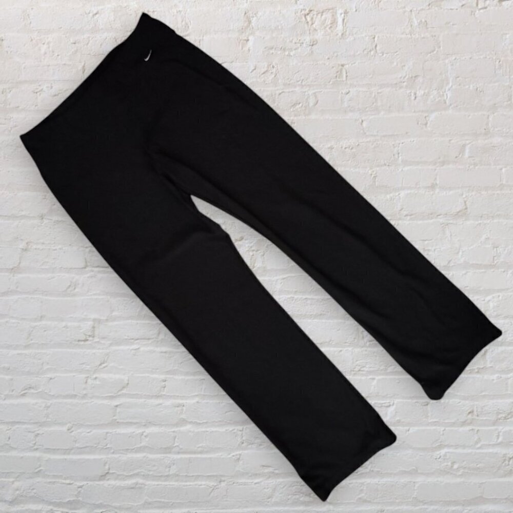 NIKE Dri-Fit Straight Wide Leg Mid Rise Yoga Stretch Pants Black 224172 Size S